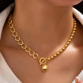 Golden Link & Bead Necklace