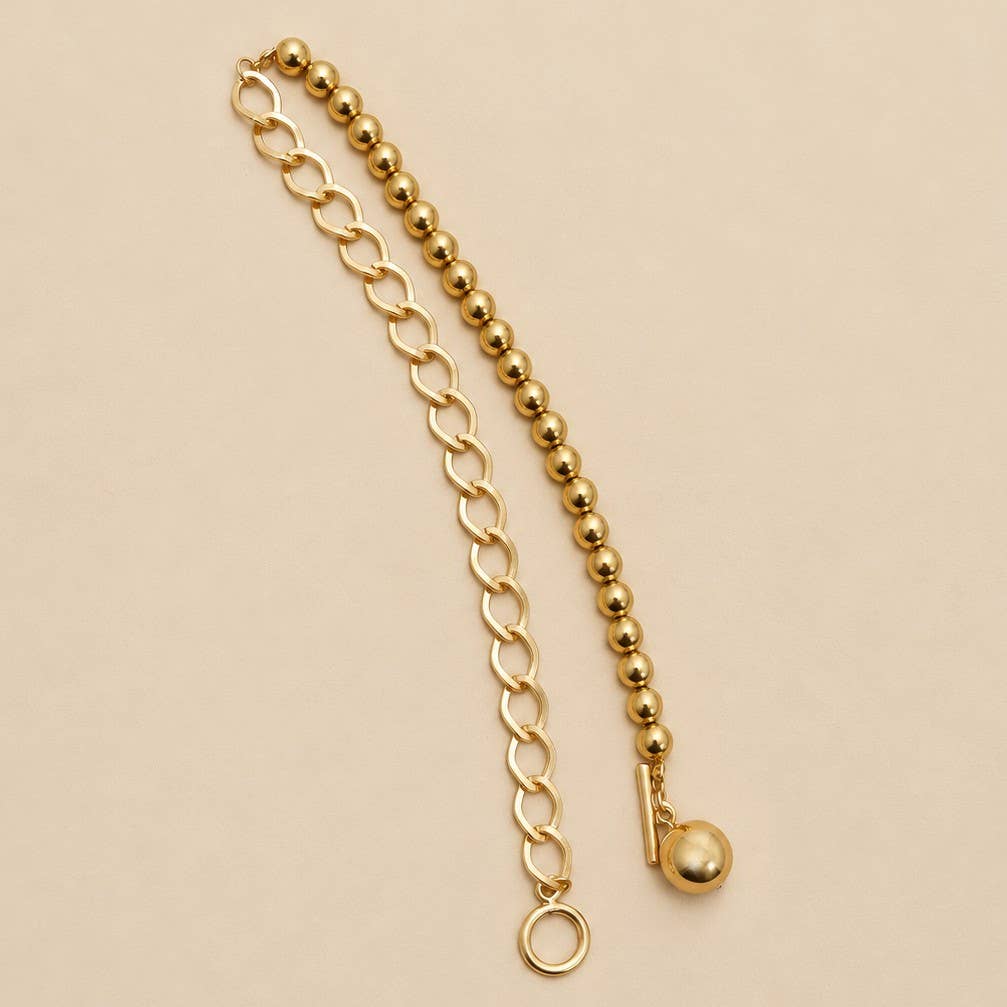 Golden Link & Bead Necklace