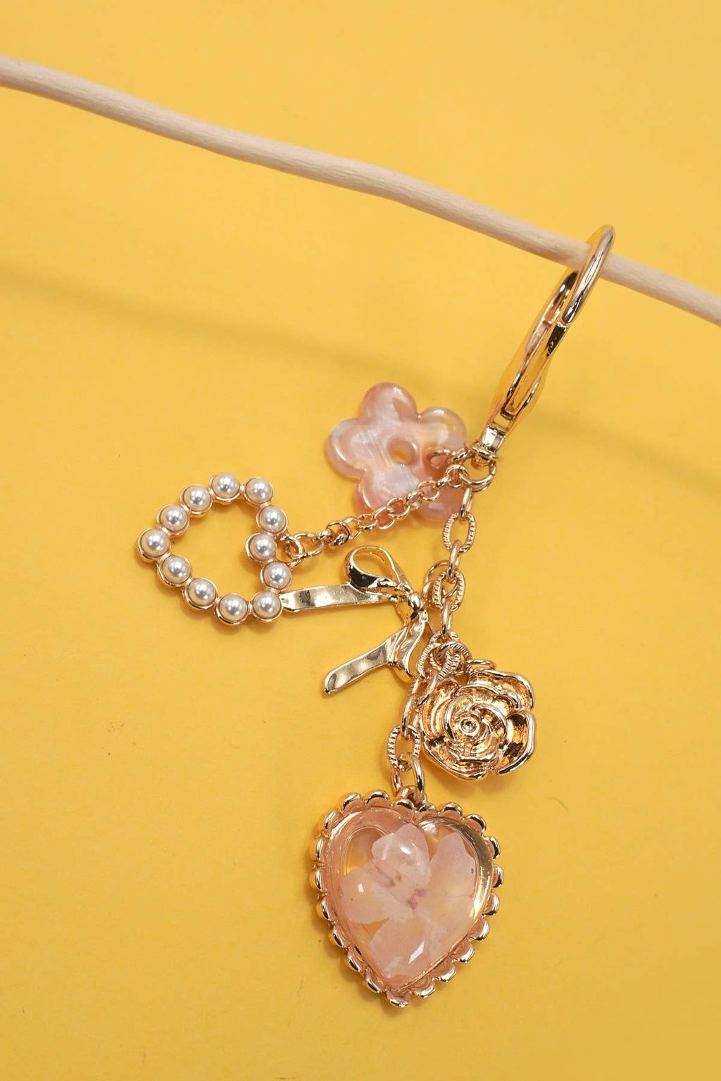 Blooming Heart Bow Bag Charm