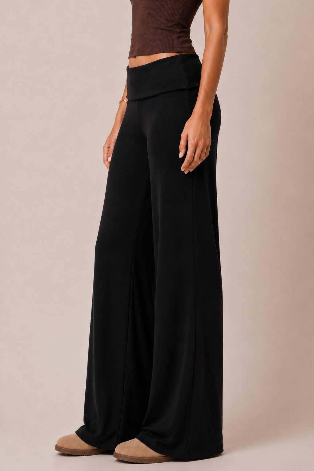 Soft Wide Leg Fold Over Louange Pants
