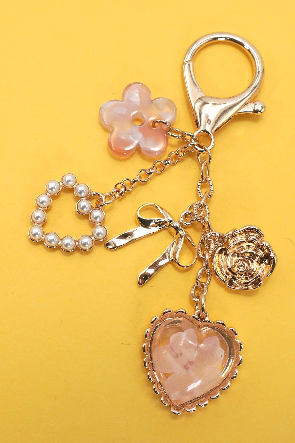Blooming Heart Bow Bag Charm