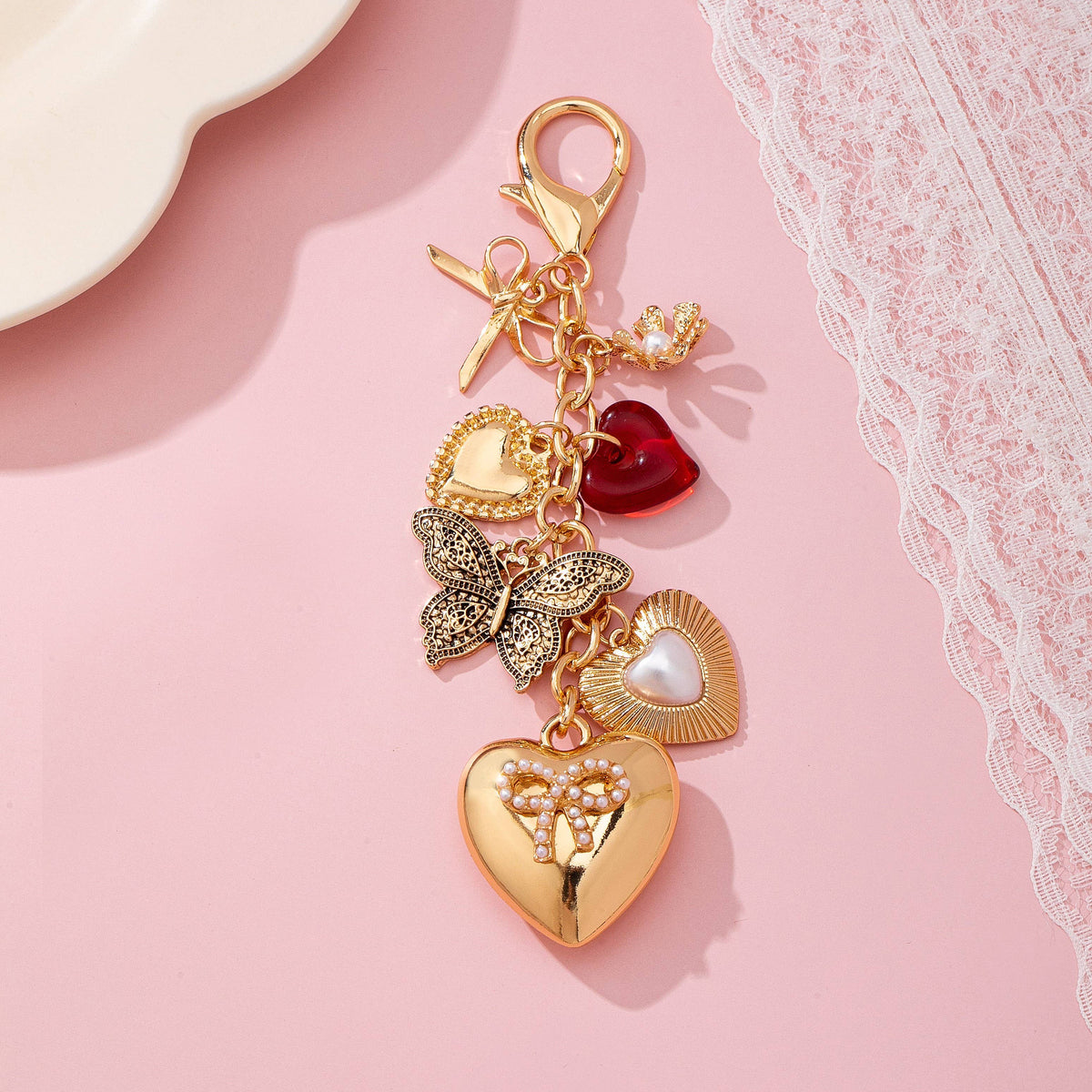 Bag Charm-Heart Bow Butterfly Charm Key Chain