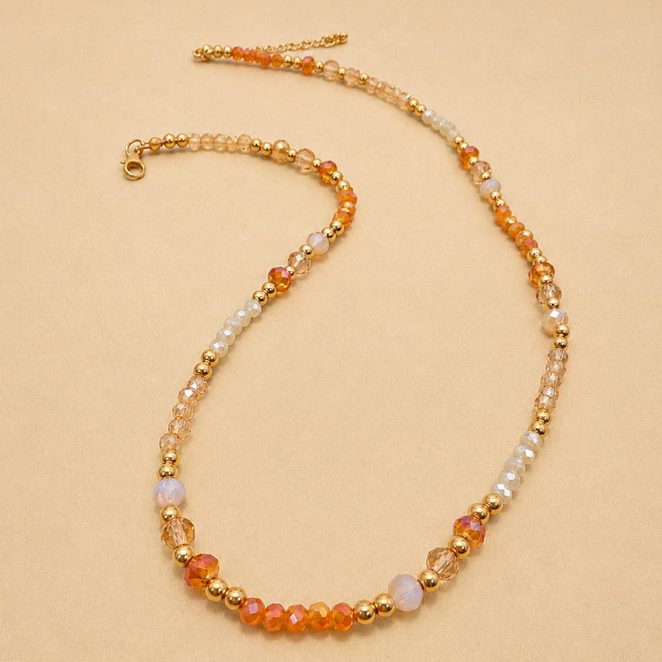 Golden Glow Beaded Necklace