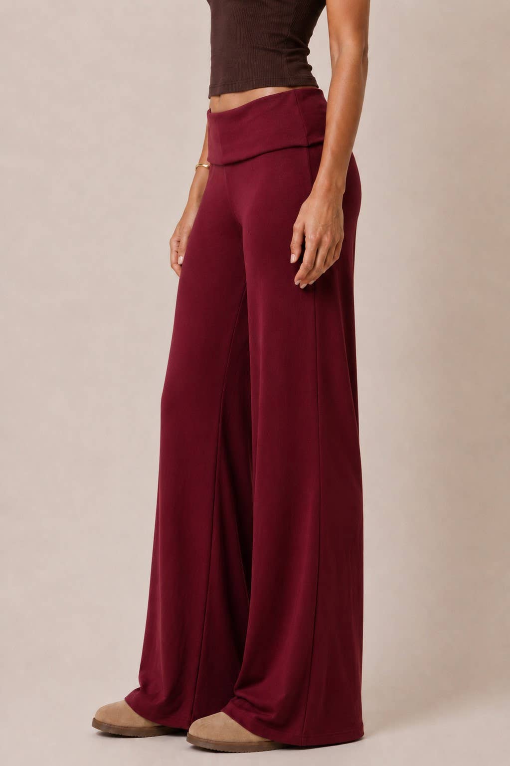 Soft Wide Leg Fold Over Louange Pants