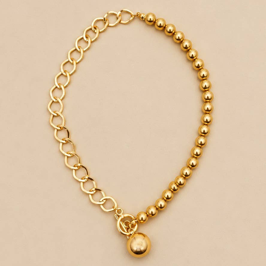 Golden Link & Bead Necklace