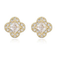 Clover Halo Stud Earrings - Copper & Linen