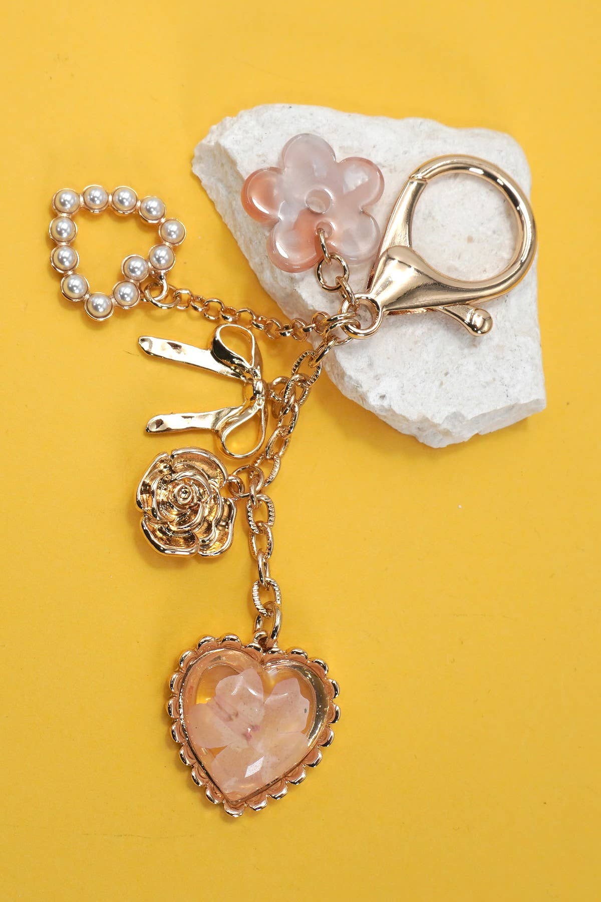 Blooming Heart Bow Bag Charm
