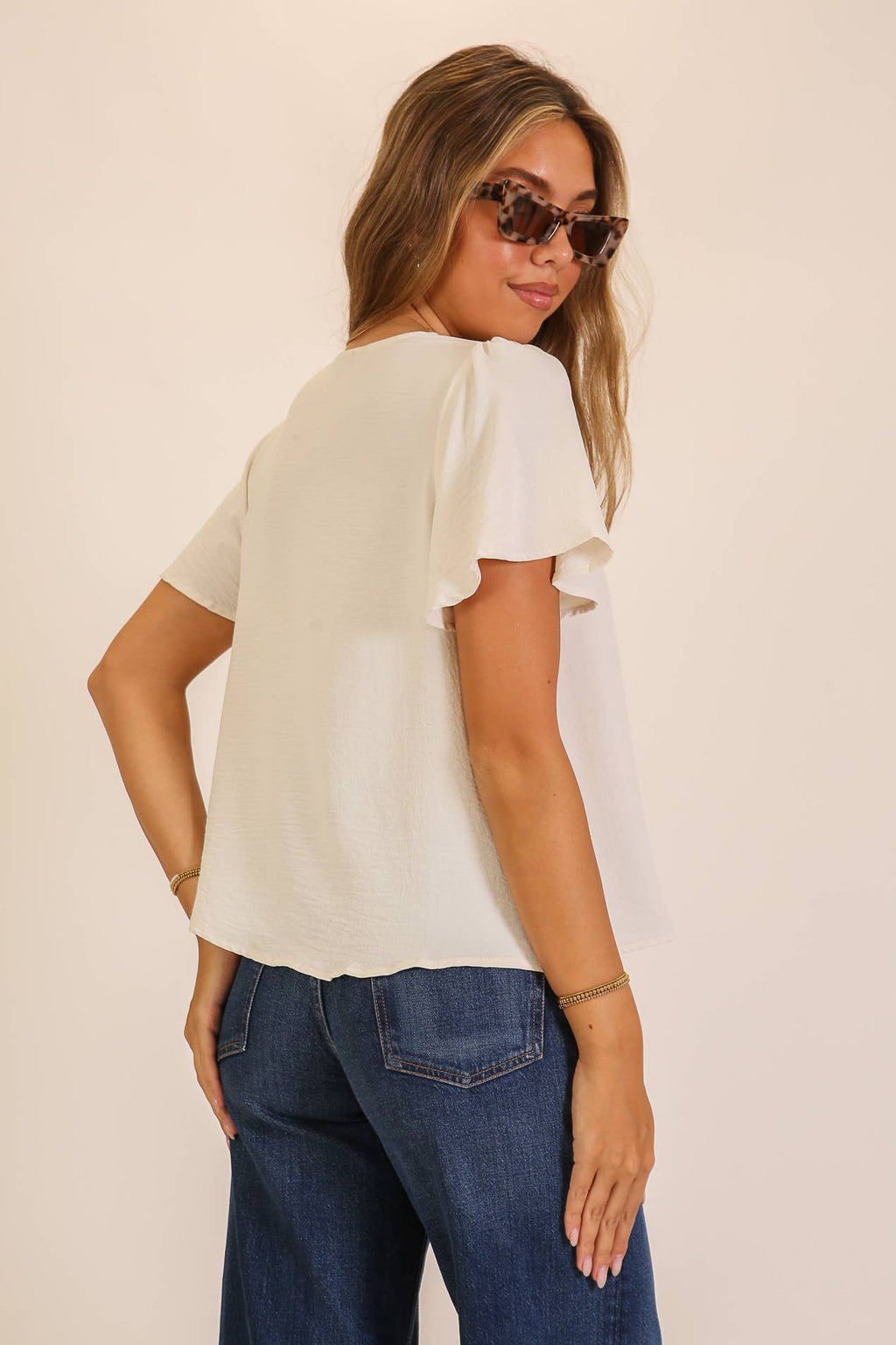 Effortless Grace V-Neck Blouse - Copper & Linen