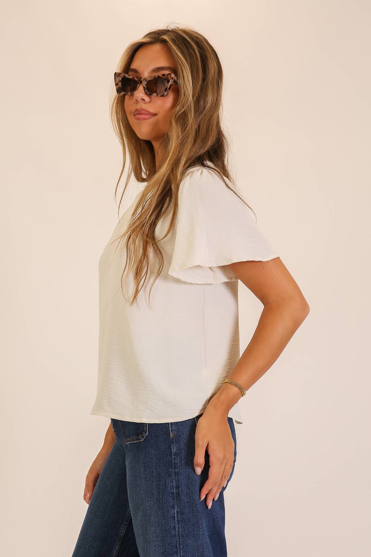 Effortless Grace V-Neck Blouse - Copper & Linen
