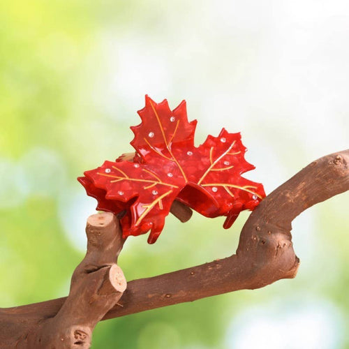 Fall Leaf Hair Claw Clip - Copper & Linen