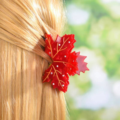 Fall Leaf Hair Claw Clip - Copper & Linen