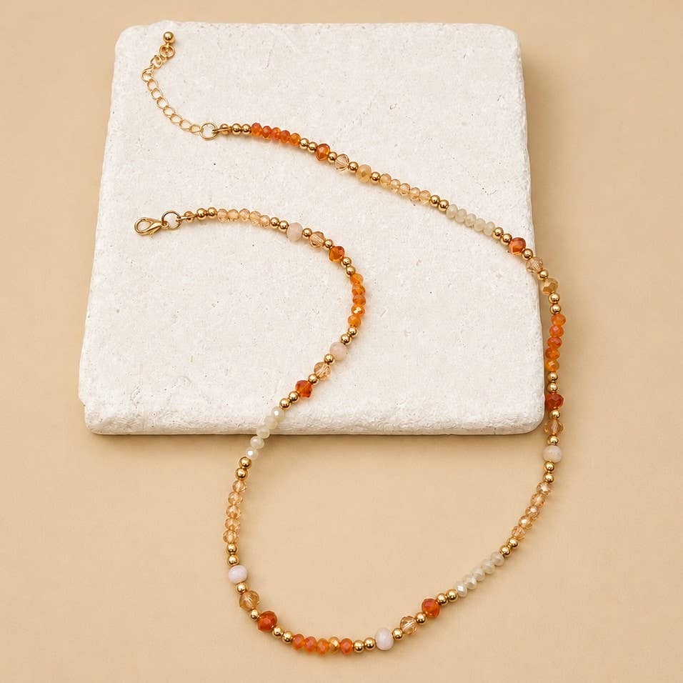 Golden Glow Beaded Necklace