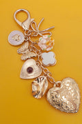 Floral Bag Key Charm - Copper & Linen