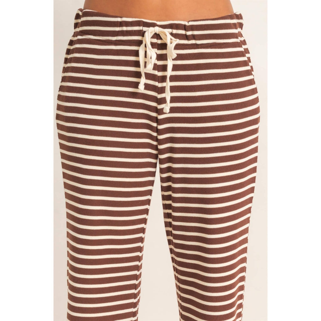 Low Rise Striped Waffle Knit Pants - Copper & Linen