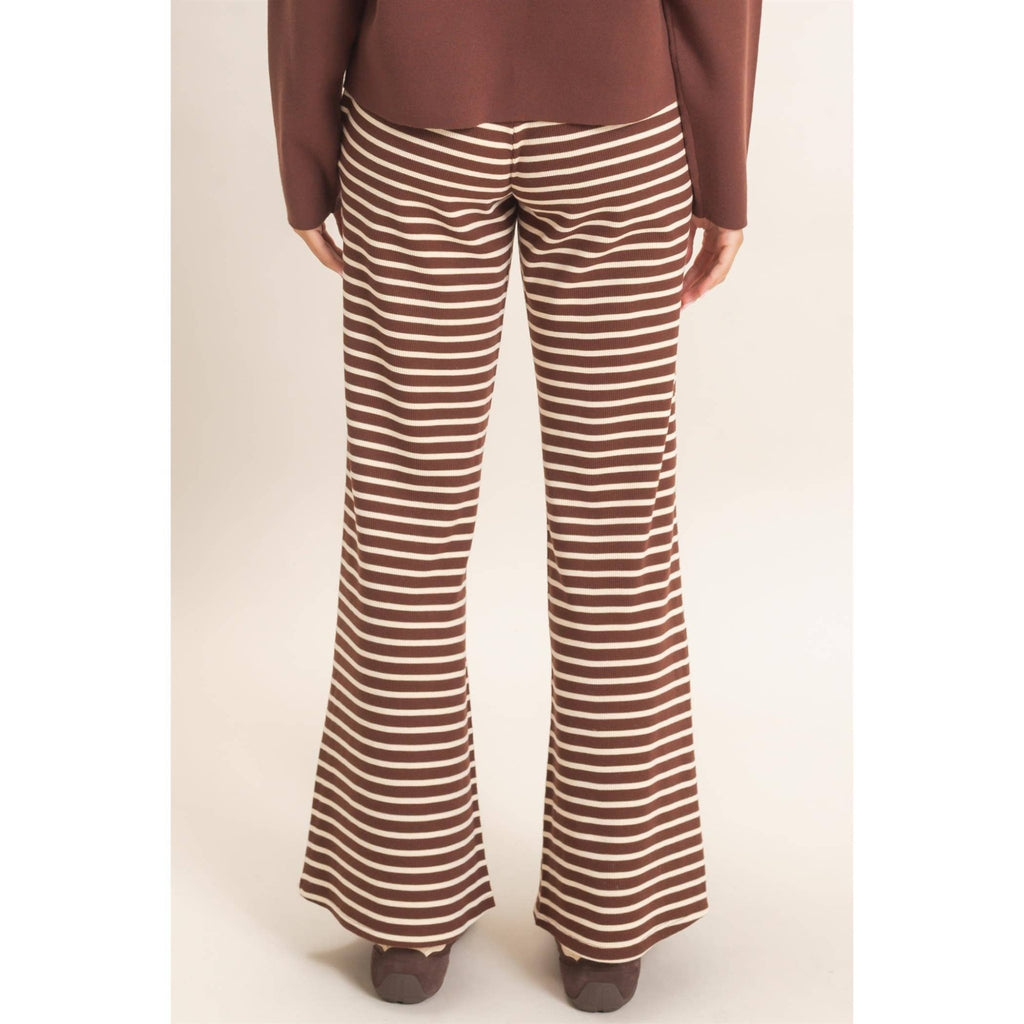 Low Rise Striped Waffle Knit Pants - Copper & Linen
