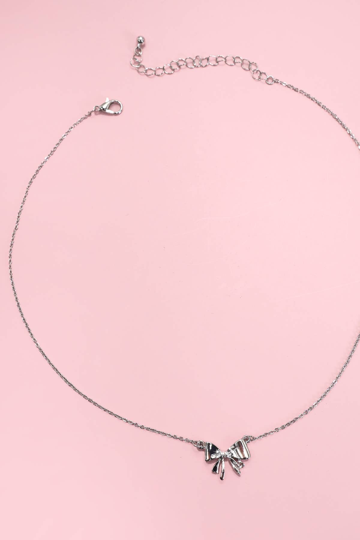 Mini Bow Ribbon Necklace - Copper & Linen