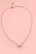 Mini Bow Ribbon Necklace - Copper & Linen