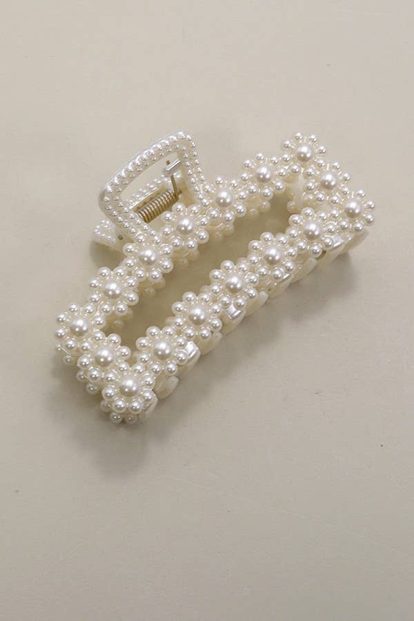 Pearl Hair Claw Clip - Copper & Linen