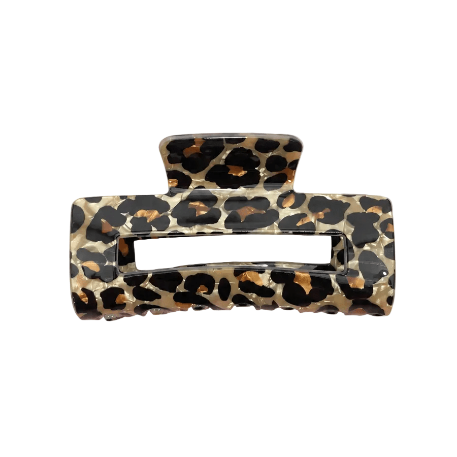 Rectangle Leopard Animal Design Hair Clip - Copper & Linen