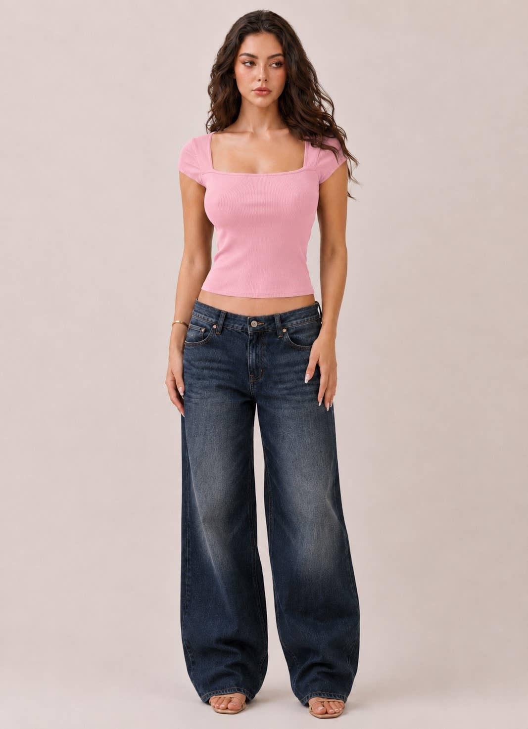 Square Neck Cap Sleeve Top - Copper & Linen