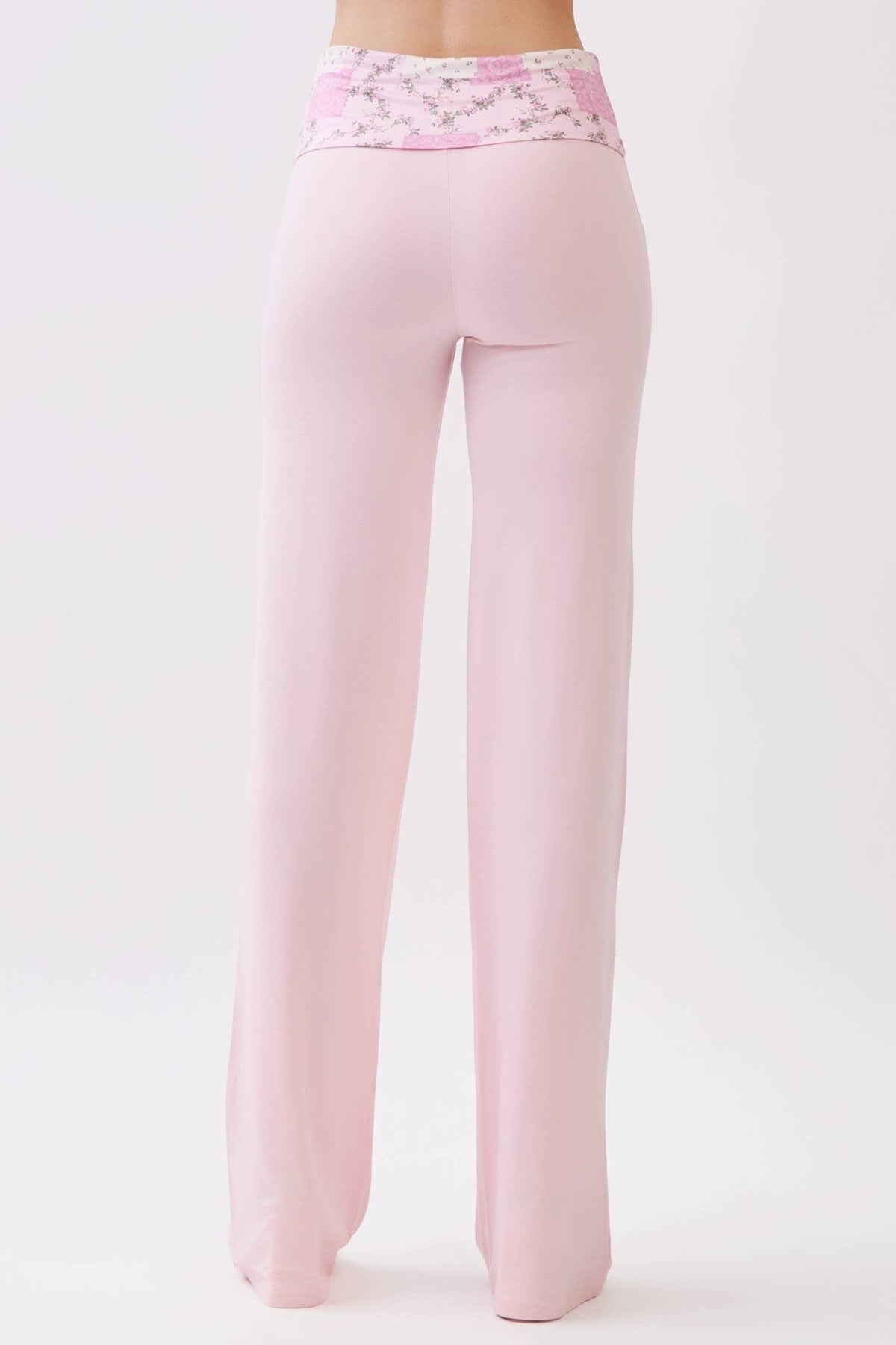 Straight Leg Pants With Printer Contrast Waistband - Copper & Linen