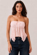 Strapless Tube Fly-Away Lace Top - Copper & Linen