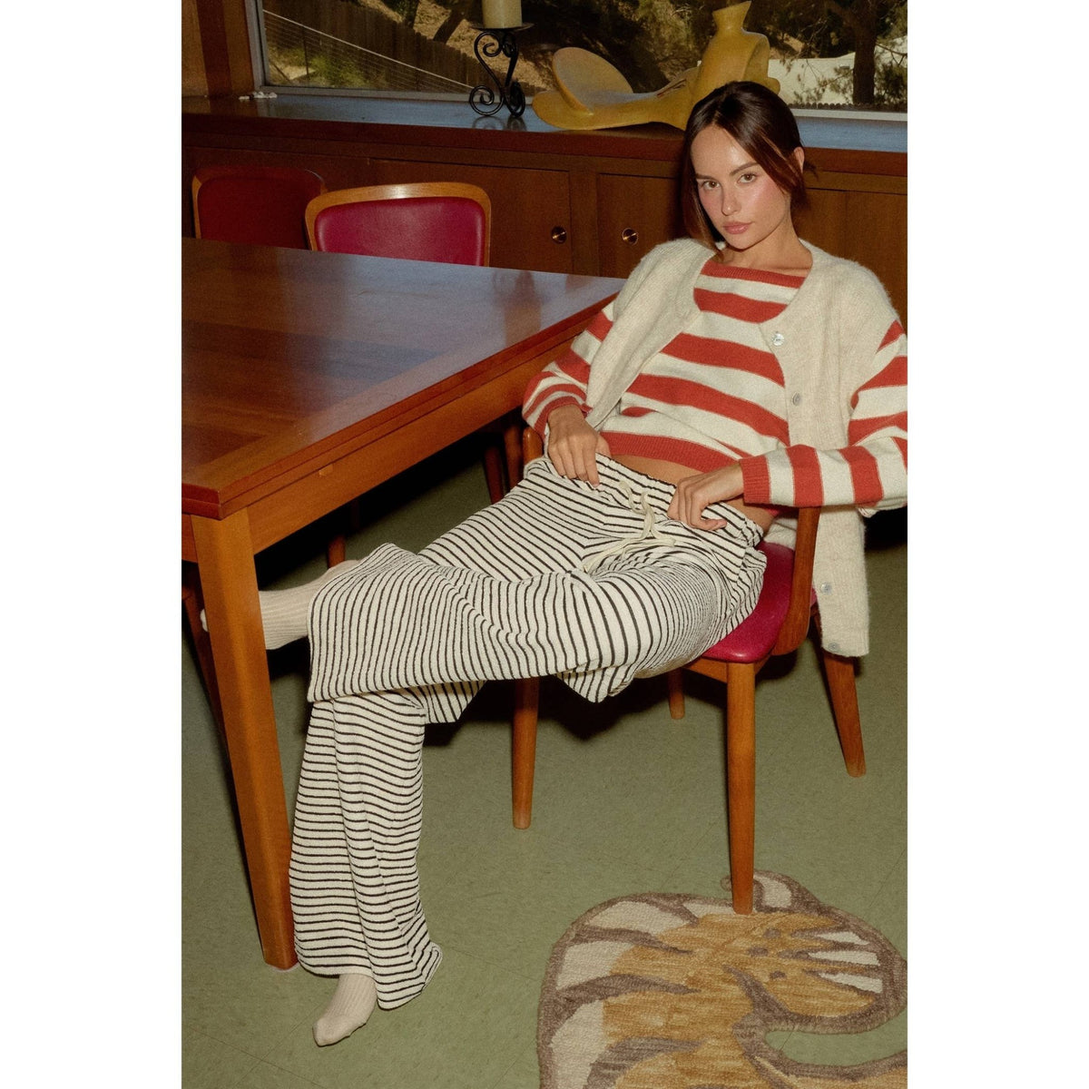 Striped Wide Leg Pants - Copper & Linen