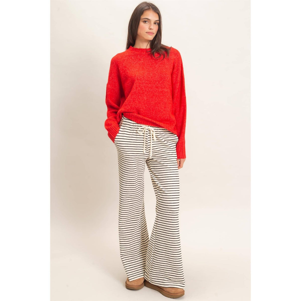 Striped Wide Leg Pants - Copper & Linen