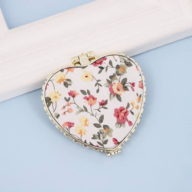 Travel Pocket Compact Handheld Mirror - Copper & Linen
